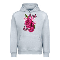 Heather Grey Cancer Boxing Gloves with Ribbon Urban Hoodie - texasbilliewilder