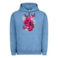 Pigment Pebble Blue Cancer Boxing Gloves with Ribbon Urban Hoodie - texasbilliewilder