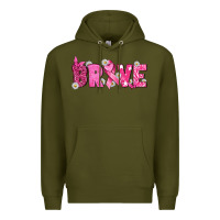 Army Green Breast Cancer Brave Premium Hoodie - texasbilliewilder