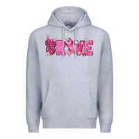 Heather Grey Breast Cancer Brave Premium Hoodie - texasbilliewilder