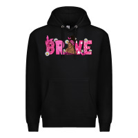 Black Breast Cancer Brave with Afro Woman Premium Hoodie - texasbilliewilder