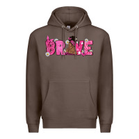 Coffee Breast Cancer Brave with Afro Woman Premium Hoodie - texasbilliewilder