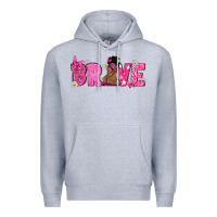 Heather Grey Breast Cancer Brave with Afro Woman Premium Hoodie - texasbilliewilder