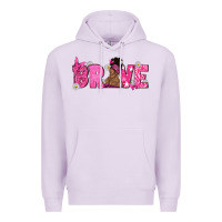 Lilac Breast Cancer Brave with Afro Woman Premium Hoodie - texasbilliewilder