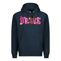 Navy Breast Cancer Brave with Afro Woman Premium Hoodie - texasbilliewilder