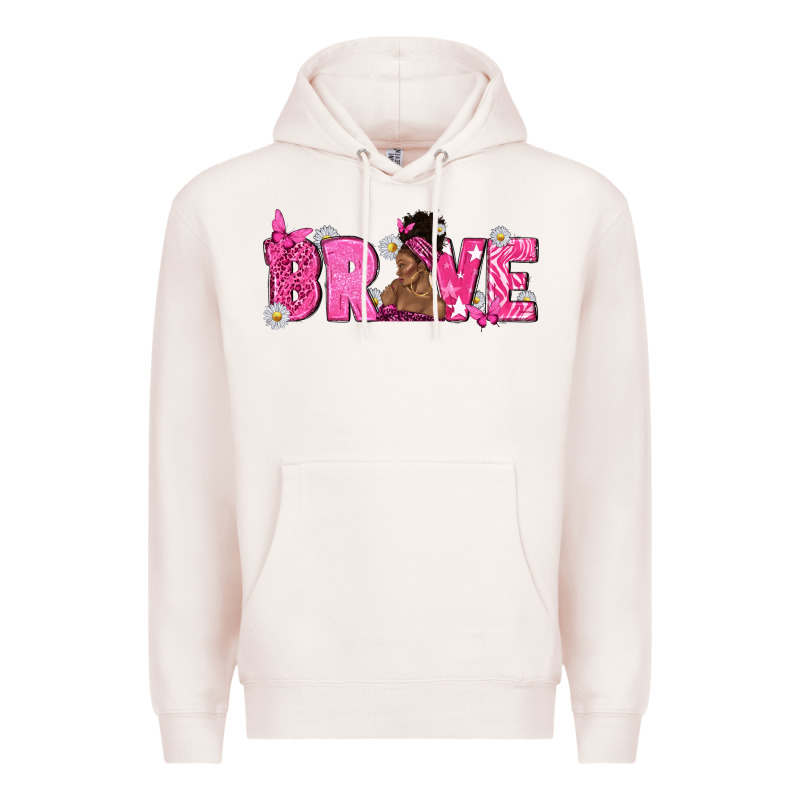 Breast Cancer Brave With Afro Woman Premium Hoodie by texasbilliewilder | Teevron