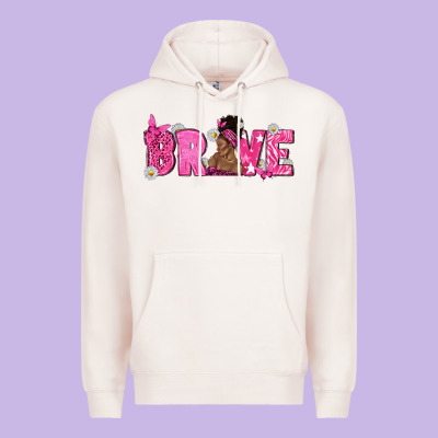 Breast Cancer Brave With Afro Woman Premium Hoodie Designed By Texasbilliewilder
