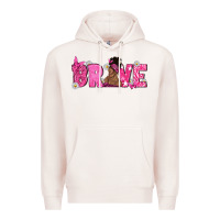 Pale Pink Breast Cancer Brave with Afro Woman Premium Hoodie - texasbilliewilder