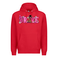 Red Breast Cancer Brave with Afro Woman Premium Hoodie - texasbilliewilder