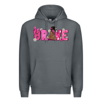 Rock Breast Cancer Brave with Afro Woman Premium Hoodie - texasbilliewilder