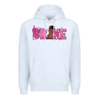 White Breast Cancer Brave with Afro Woman Premium Hoodie - texasbilliewilder