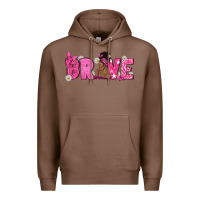 Chestnut Breast Cancer Brave with Afro Woman Premium Hoodie - texasbilliewilder