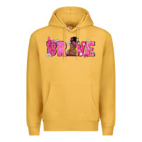 Mustard Breast Cancer Brave with Afro Woman Premium Hoodie - texasbilliewilder