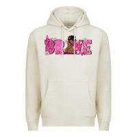 Oatmeal Heather Breast Cancer Brave with Afro Woman Premium Hoodie - texasbilliewilder