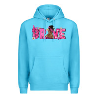Ocean Blue Breast Cancer Brave with Afro Woman Premium Hoodie - texasbilliewilder