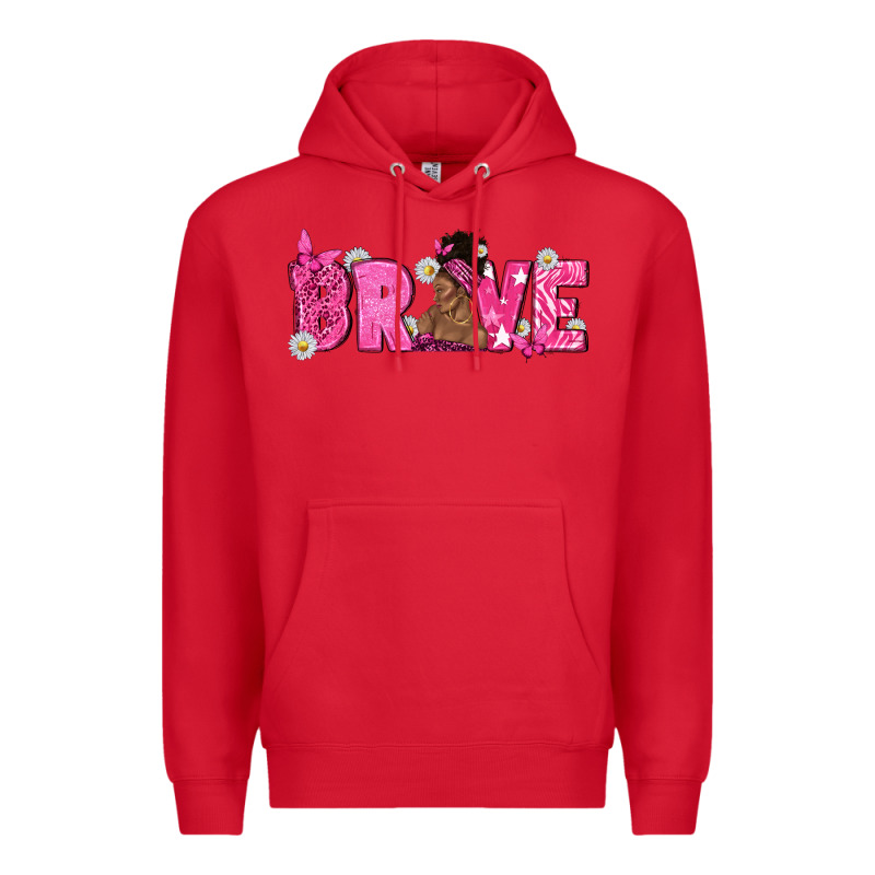 Breast Cancer Brave With Afro Woman Premium Hoodie by texasbilliewilder | Teevron