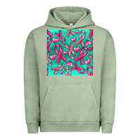 Pigment Oil Green Cancer Ribbon with Heart Urban Hoodie - texasbilliewilder