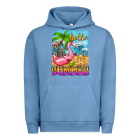 Pigment Pebble Blue hello summer skeleton Urban Hoodie - Zillion Design Studio