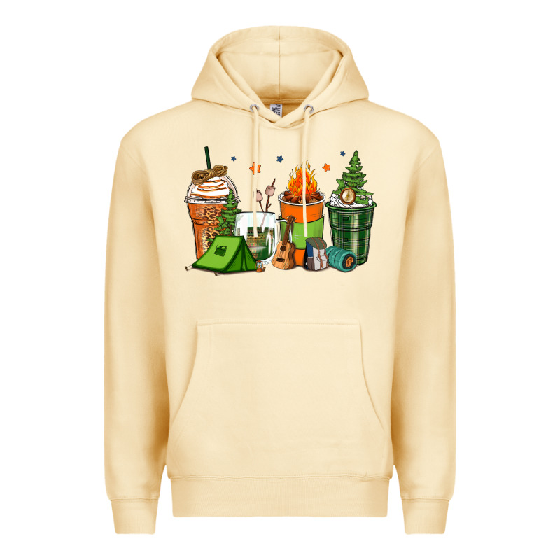 Camping Coffee Cups Premium Hoodie by Zillion Design Studio | Teevron
