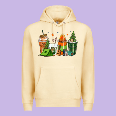 Camping Coffee Cups Premium Hoodie Designed By Zillion Design Studio