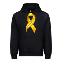 Black Childhood Cancer Ribbon with Feather Urban Hoodie - texasbilliewilder