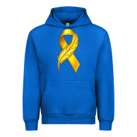 Cobalt Childhood Cancer Ribbon with Feather Urban Hoodie - texasbilliewilder