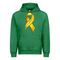 Emerald Childhood Cancer Ribbon with Feather Urban Hoodie - texasbilliewilder
