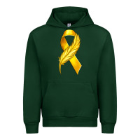 Forest Green Childhood Cancer Ribbon with Feather Urban Hoodie - texasbilliewilder