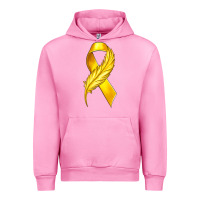 Fuchsia Pink Childhood Cancer Ribbon with Feather Urban Hoodie - texasbilliewilder