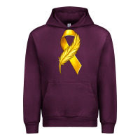 Mauve Wine Childhood Cancer Ribbon with Feather Urban Hoodie - texasbilliewilder