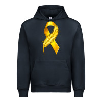 Navy Childhood Cancer Ribbon with Feather Urban Hoodie - texasbilliewilder