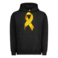 Pigment Black Childhood Cancer Ribbon with Feather Urban Hoodie - texasbilliewilder