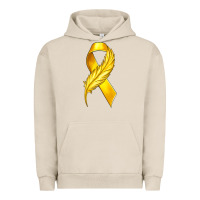 Pigment French Oak Childhood Cancer Ribbon with Feather Urban Hoodie - texasbilliewilder