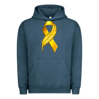 Pigment Midnight Navy Childhood Cancer Ribbon with Feather Urban Hoodie - texasbilliewilder