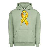 Pigment Oil Green Childhood Cancer Ribbon with Feather Urban Hoodie - texasbilliewilder