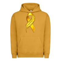 Pigment Peanut Butter Childhood Cancer Ribbon with Feather Urban Hoodie - texasbilliewilder