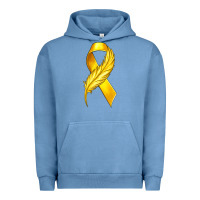Pigment Pebble Blue Childhood Cancer Ribbon with Feather Urban Hoodie - texasbilliewilder