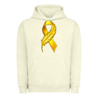 Pigment Pistachio Childhood Cancer Ribbon with Feather Urban Hoodie - texasbilliewilder