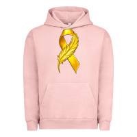 Pigment Salmon Childhood Cancer Ribbon with Feather Urban Hoodie - texasbilliewilder