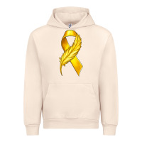 Sandshell Childhood Cancer Ribbon with Feather Urban Hoodie - texasbilliewilder