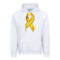 White Childhood Cancer Ribbon with Feather Urban Hoodie - texasbilliewilder