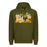 Army Green bumble bee coffee cups Premium Hoodie - Zillion Design Studio