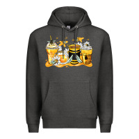 Charcoal Heather bumble bee coffee cups Premium Hoodie - Zillion Design Studio