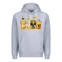 Heather Grey bumble bee coffee cups Premium Hoodie - Zillion Design Studio