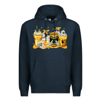 Navy bumble bee coffee cups Premium Hoodie - Zillion Design Studio