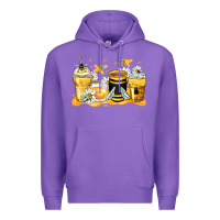 Purple bumble bee coffee cups Premium Hoodie - Zillion Design Studio