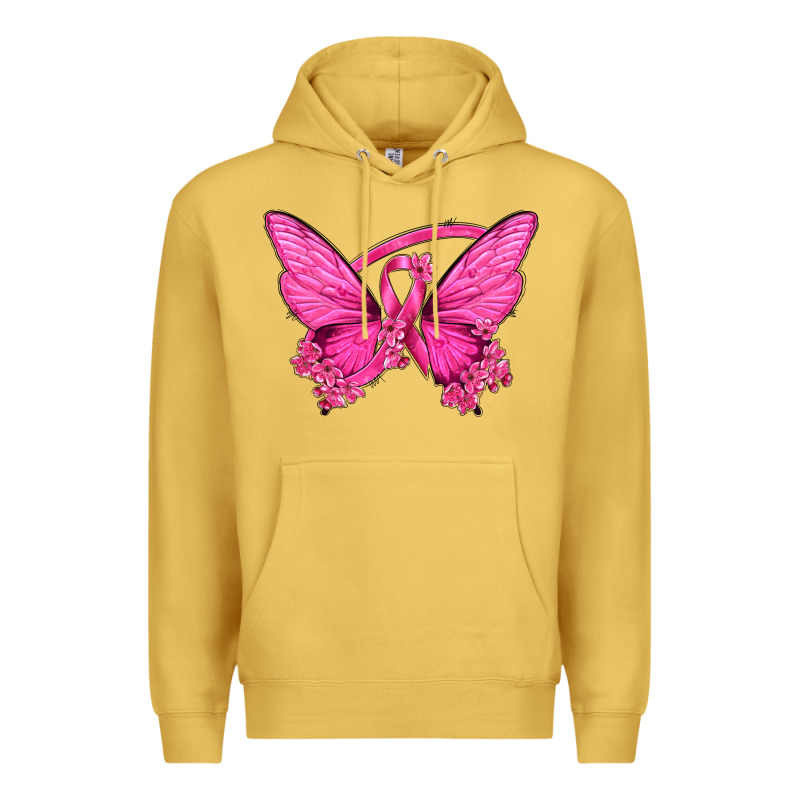 Breast Cancer Butterfly Premium Hoodie by texasbilliewilder | Teevron