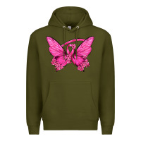 Army Green Breast Cancer Butterfly Premium Hoodie - texasbilliewilder