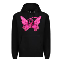 Black Breast Cancer Butterfly Premium Hoodie - texasbilliewilder