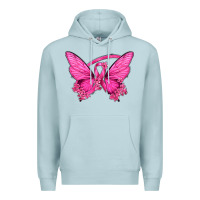 Blue Mist Breast Cancer Butterfly Premium Hoodie - texasbilliewilder